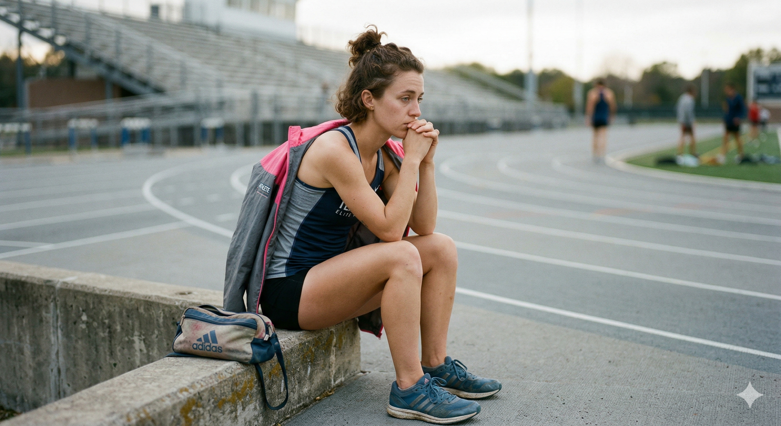 Elite athlete reflecting on mental health struggles in sports, symbolizing the pressure of performance in high-level competition.